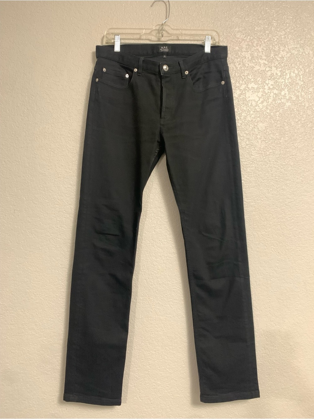 APC Jeans Mens 31 New Standard Classique Button Fly Straight Stretch Black